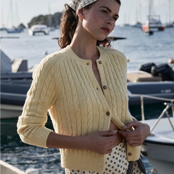 Doen Yellow Cable Knit Cardigan - Picture 3 of 11